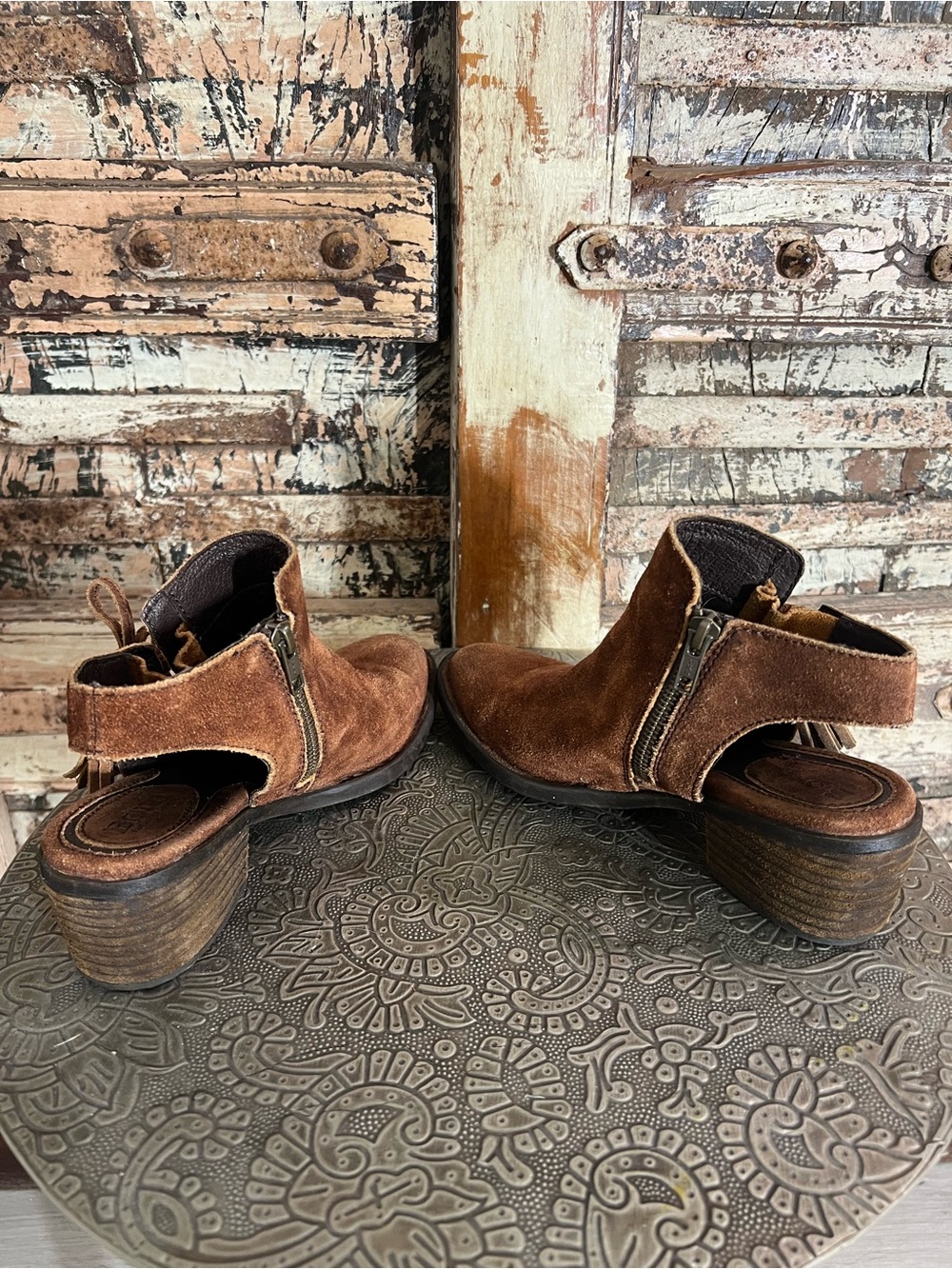 Born Monikah Brown Suede Tassel Cutout Ankle Boots, Booties 6M - Picture 7 of 11